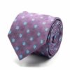 BGENTS Seiden-Jacquard Krawatte in Aubergine mit hellblauem Blüten-Muster