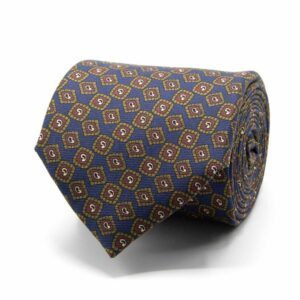 BGENTS Dunkelblaue Saglia-Krawatte aus reiner Seide mit mini Paisley-Muster