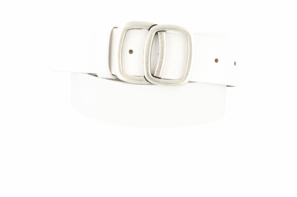 MGM Design Ledergürtel Damen Invecchiato 4 cm breit 100 cm Weiß