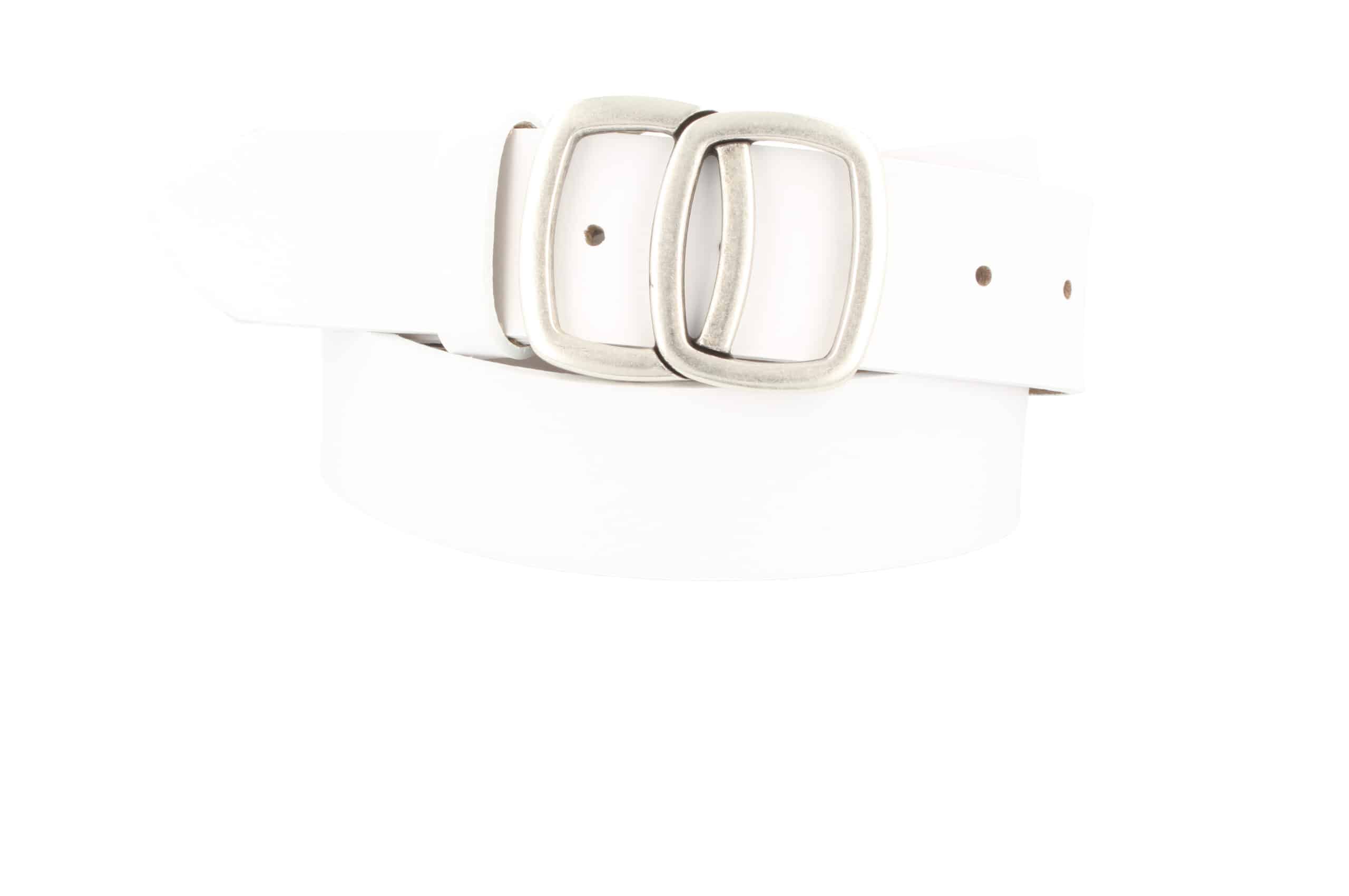 MGM Design Ledergürtel Damen Invecchiato 4 cm breit 80 cm Weiß