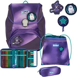 Scout Schulrucksack Exklusiv Alpha Set 4tlg. Superflash Purple Magic Lila