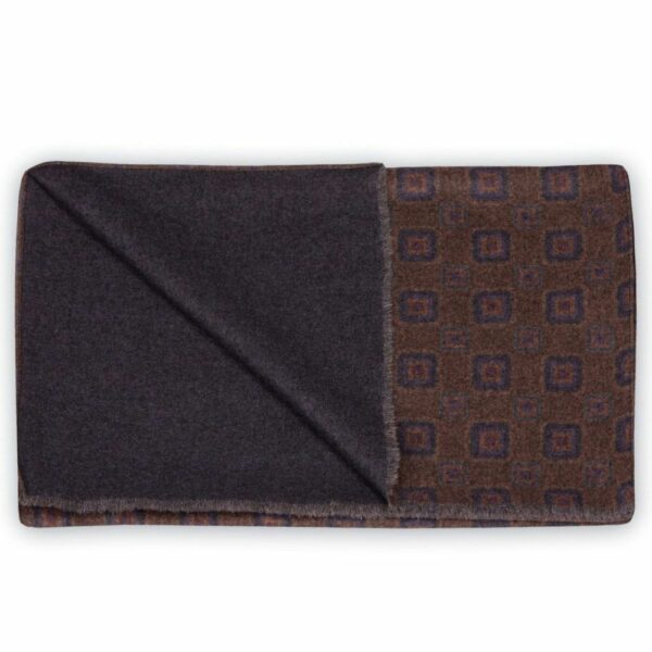 BGENTS Doubleprint Wollschal mit geometrischem Muster in Braun