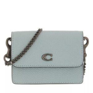 Coach Polished Pebbled Leather Half Flap Card Case V5 Sage Blau