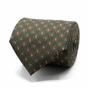 BGENTS Grüne Saglia-Krawatte aus reiner Seide mit mini Paisley-Muster